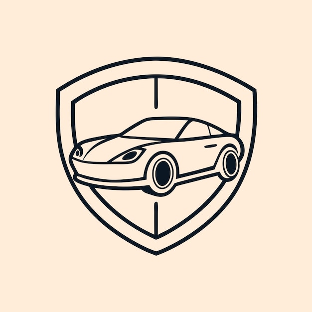 Car inside shield vector illustration