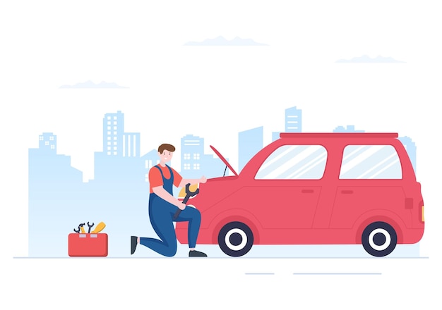 Car Inspection Transport Illustration