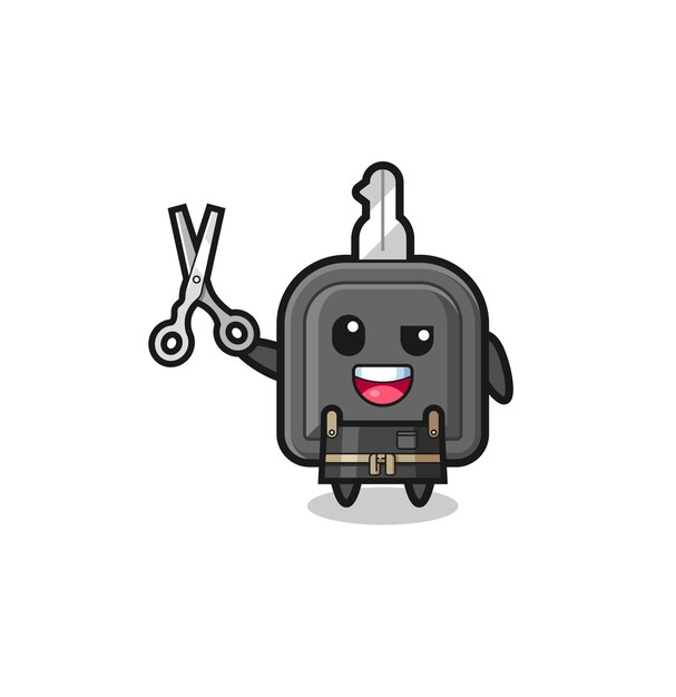 Car key character as barbershop mascot  cute design