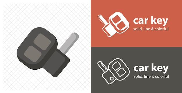 Car Key isolated flat illustration car Key line icon