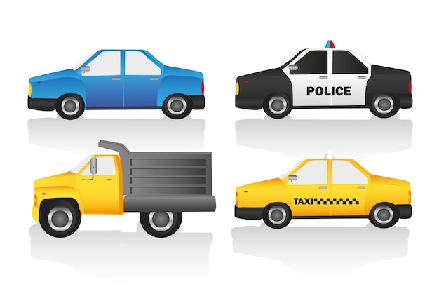 Car kit includes truck normal car taxi and police car