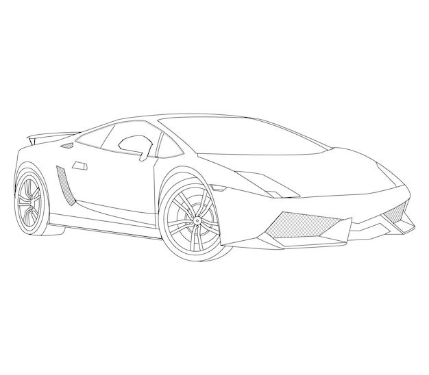 Car line art and outline illustration