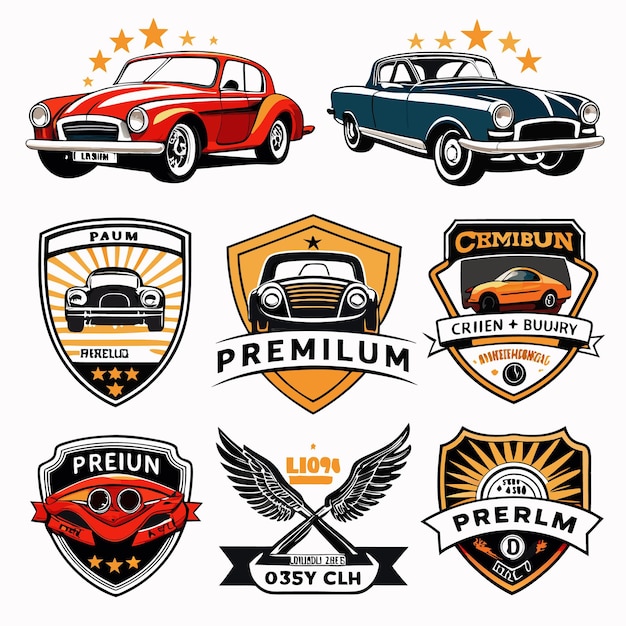 Vector car logos collection iconic automotive emblems for brands and clubs