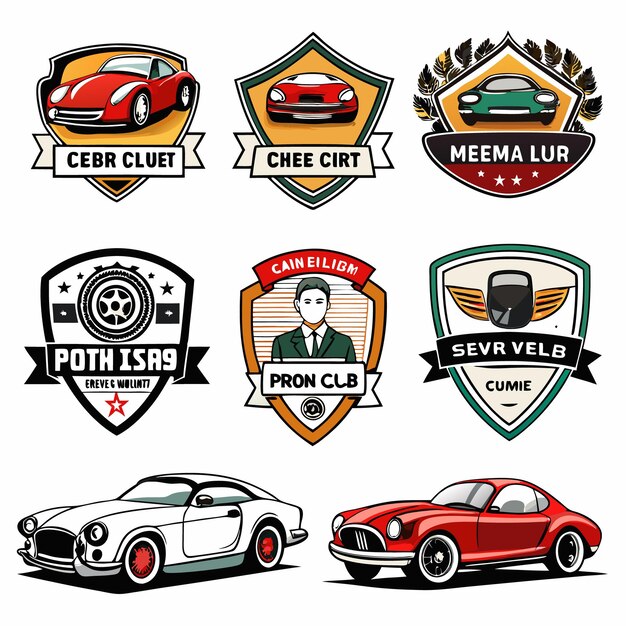 Vector car logos collection iconic automotive emblems for brands and clubs