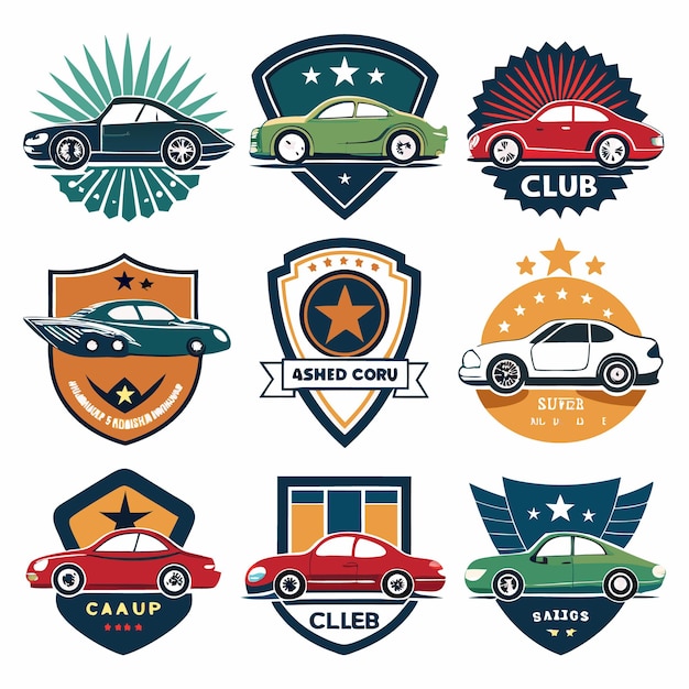 Vector car logos collection iconic automotive emblems for brands and clubs