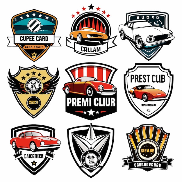 Vector car logos collection iconic automotive emblems for brands and clubs