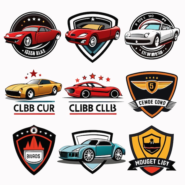 Vector car logos collection iconic automotive emblems for brands and clubs