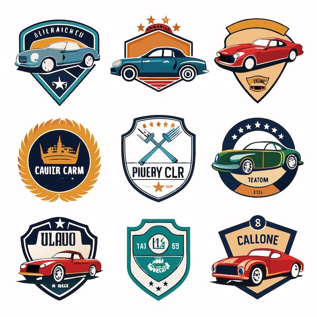 Vector car logos collection iconic automotive emblems for brands and clubs