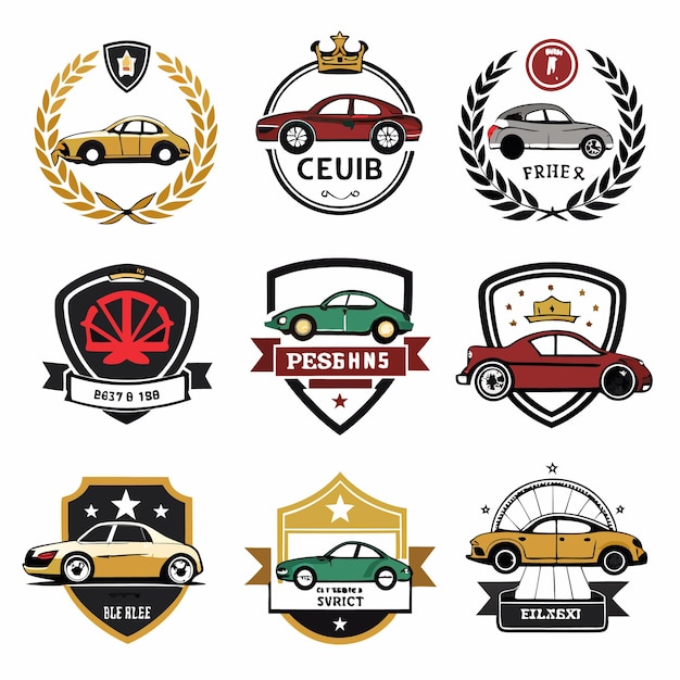 Vector car logos collection iconic automotive emblems for brands and clubs