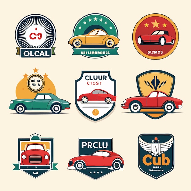 Vector car logos collection iconic automotive emblems for brands and clubs