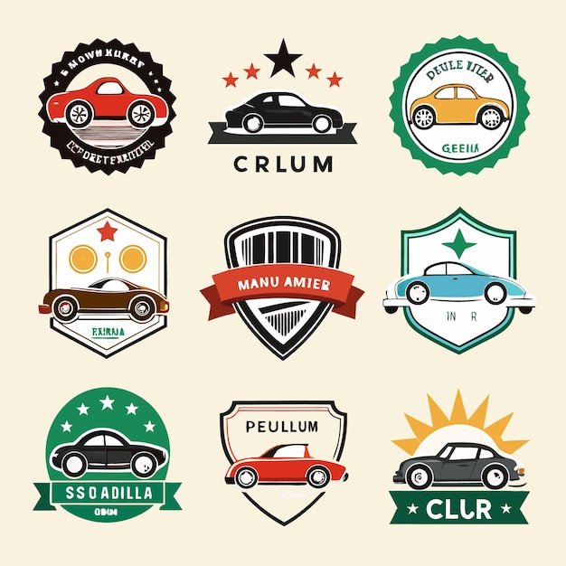 Vector car logos collection iconic automotive emblems for brands and clubs