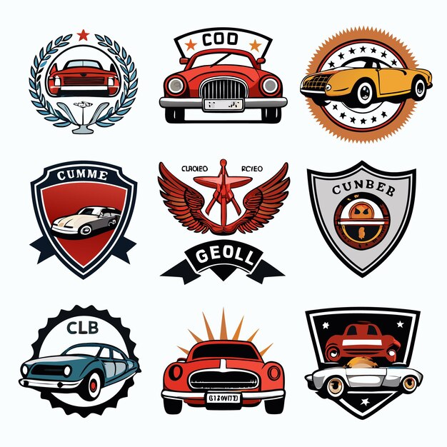 Vector car logos collection iconic automotive emblems for brands and clubs