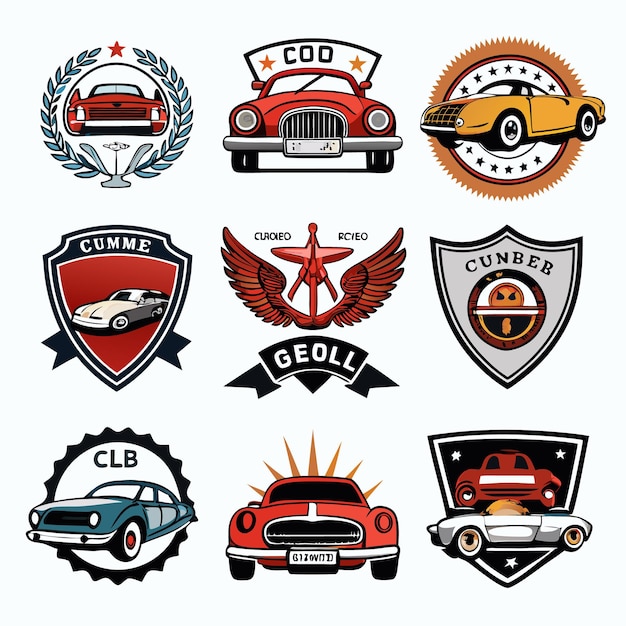 Vector car logos collection iconic automotive emblems for brands and clubs