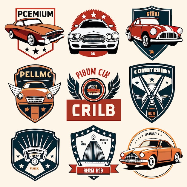 Vector car logos collection iconic automotive emblems for brands and clubs