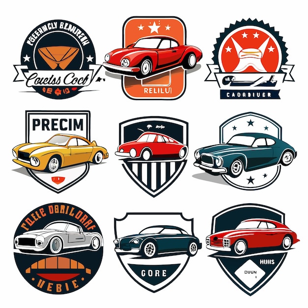 Vector car logos collection iconic automotive emblems for brands and clubs