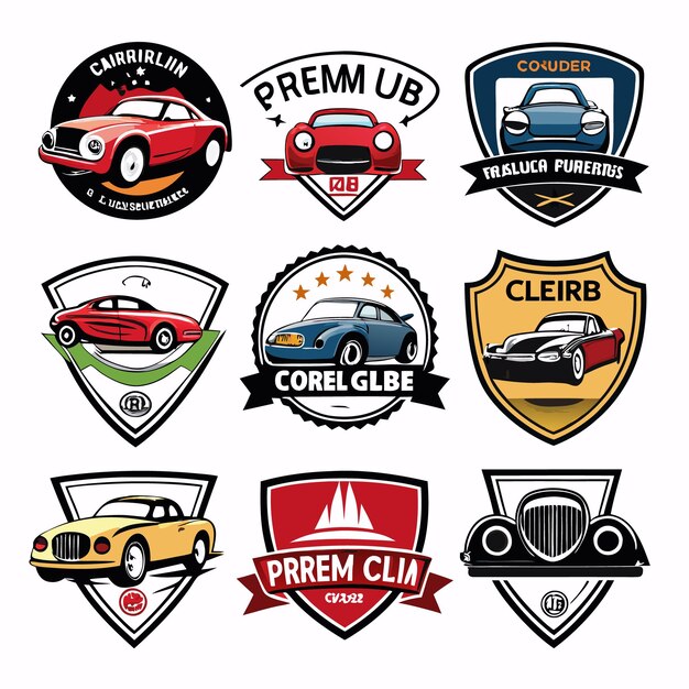 Vector car logos collection iconic automotive emblems for brands and clubs