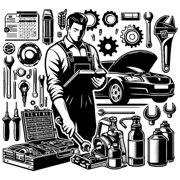 Car Mechanic tools Cut Files For Silhouette File Car Repair Cut Files Piston File Wrench Files