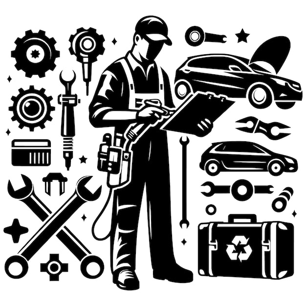 Car Mechanic tools Cut Files For Silhouette File Car Repair Cut FilesPiston File Wrench Files