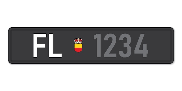 Vector car number plate vehicle registration license of liechtenstein european standard sizes