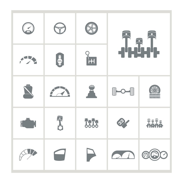 car parts icon set car service icon set