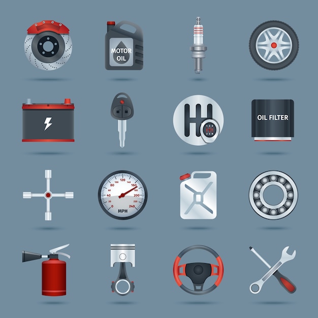 Car parts icons