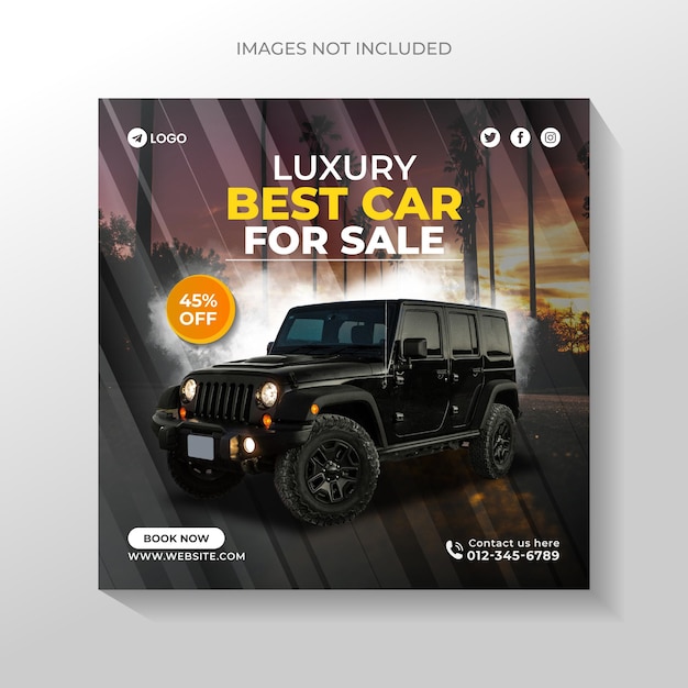 Vector car promotion social media post &amp;car rental, car sale banner template