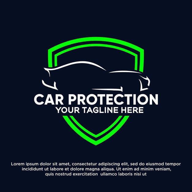 Vector car protection logo with shield element premium vector