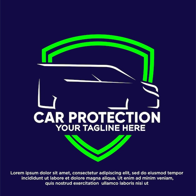 Vector car protection logo with shield element premium vector