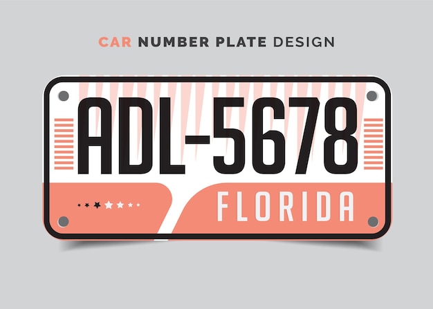 Vector car registration license number plate vehicle registration number plate metal number plate