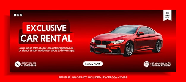 car rent facebook cobver banner template