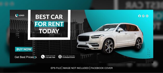 Vector car rent facebook cover banner template