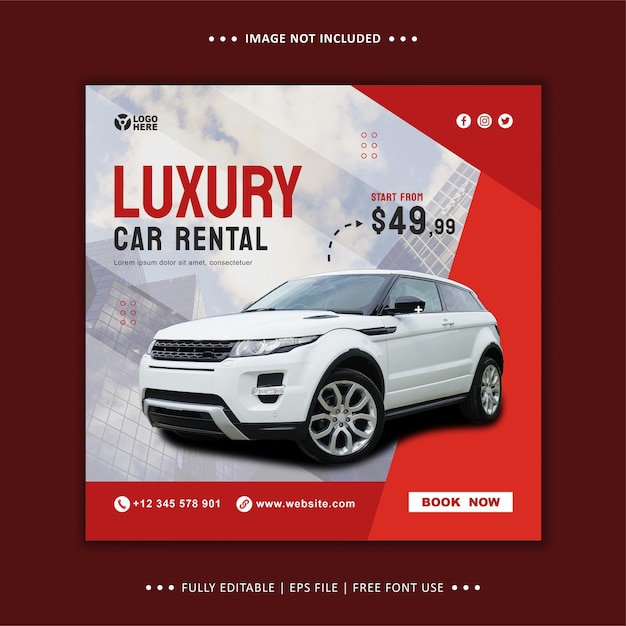 Car Rent Flyer Promotion Instagram Post Banner Template