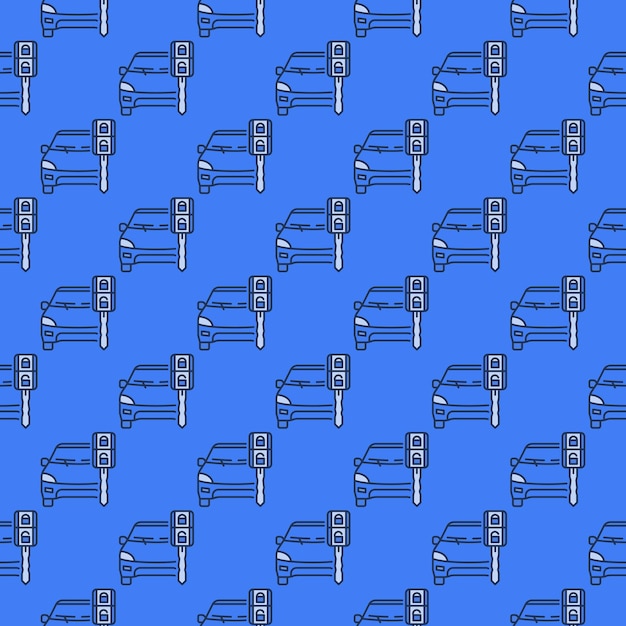 Car Rent or Hire vector blue seamless pattern