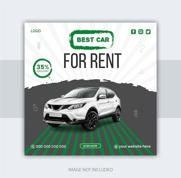 Vector car for rent social media banner and instagram post template