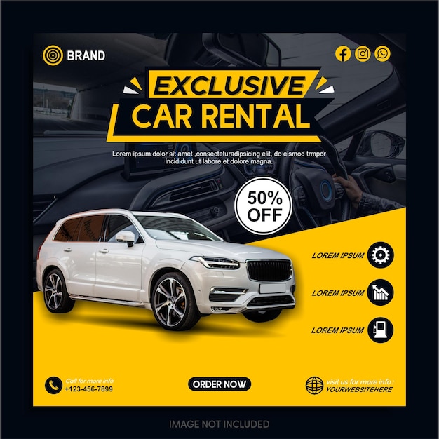 car rent social media post banner template