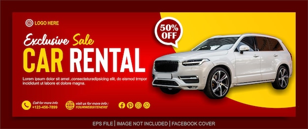 Vector car rent social media post template