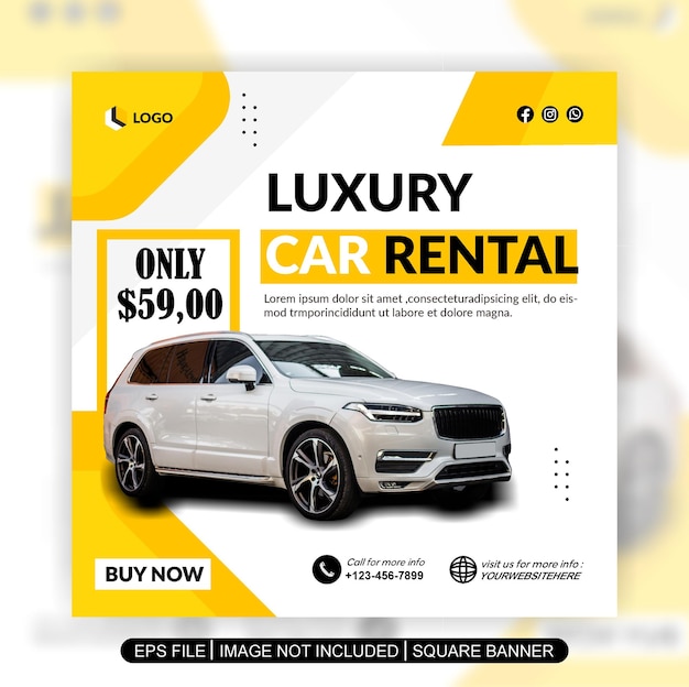 car rent social media post template