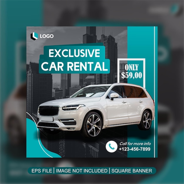 car rent social media post template