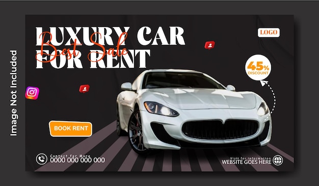 Car rental ads promotional web banner template design