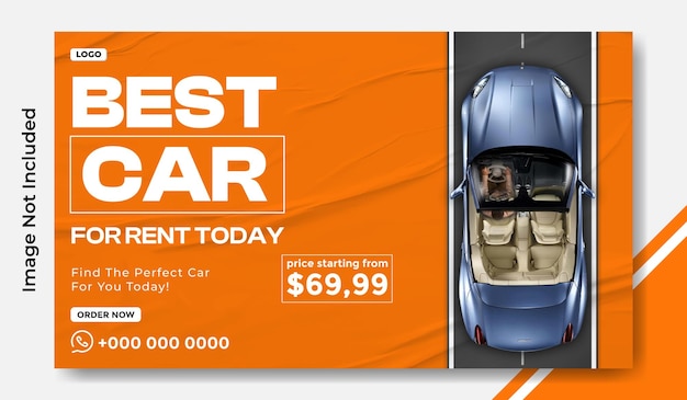 Vector car rental ads promotional web banner template design