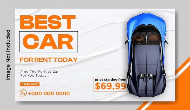 Vector car rental ads promotional web banner template design