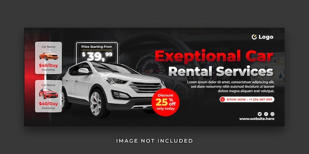 car rental facebook cover template design