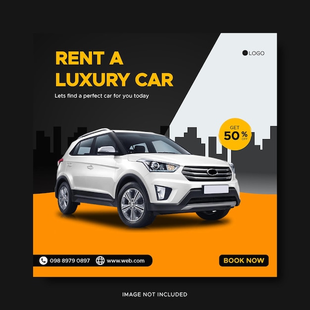 Car rental instagram social media post banner template