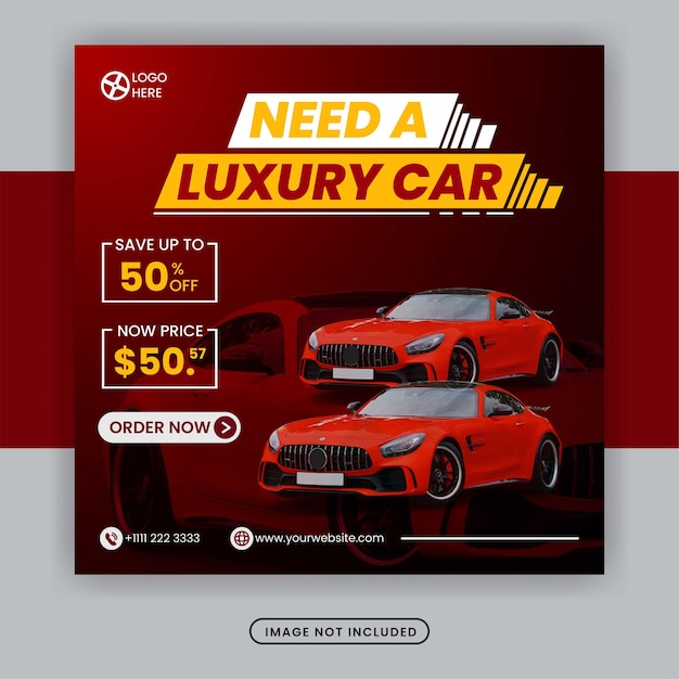 Car rental instagram social media post template premium vector