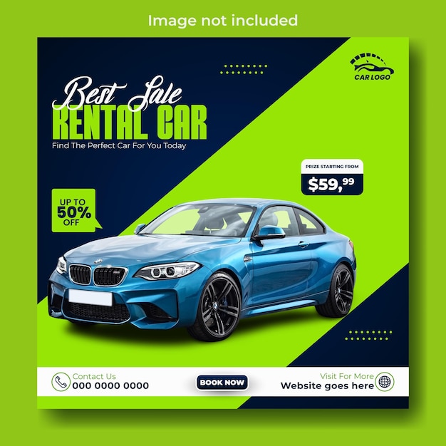 Car rental post ad template design