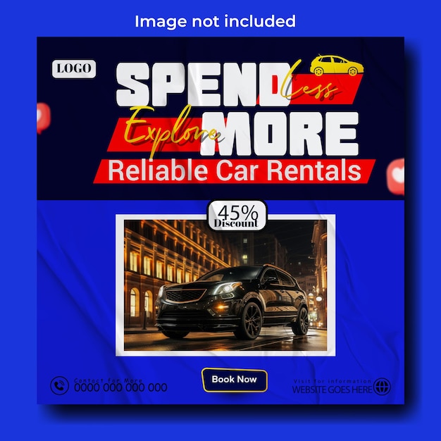 Car rental post ad template design