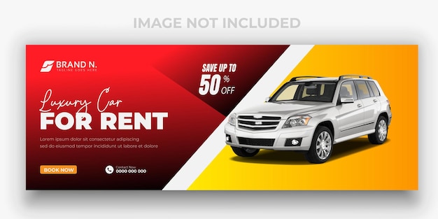 Car rental promotion horizontal banner or Facebook cover template