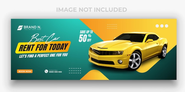 Car rental promotion horizontal banner or Facebook cover template