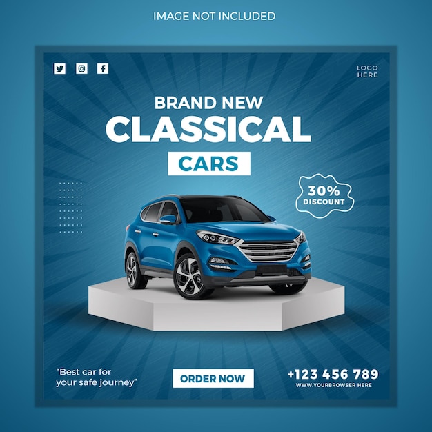 Car rental promotion instagram social media post banner design template