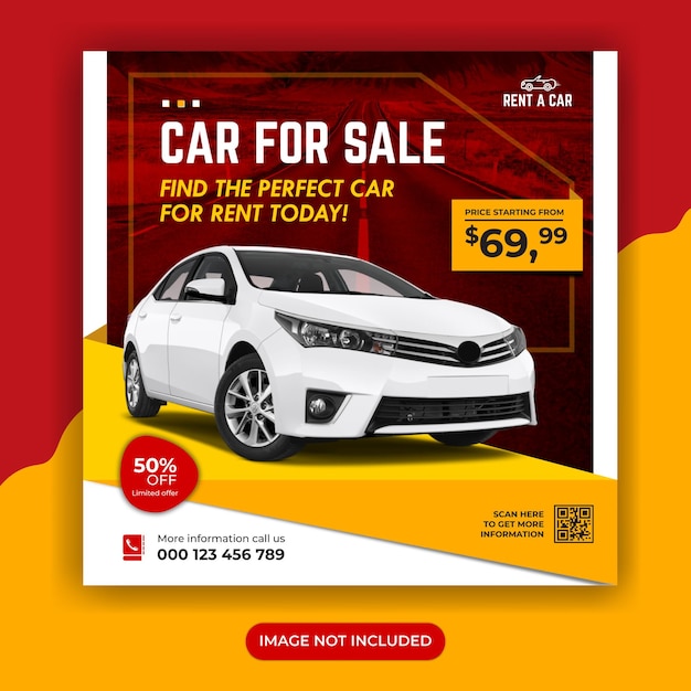 Car rental promotion social media banner instagram post banner template